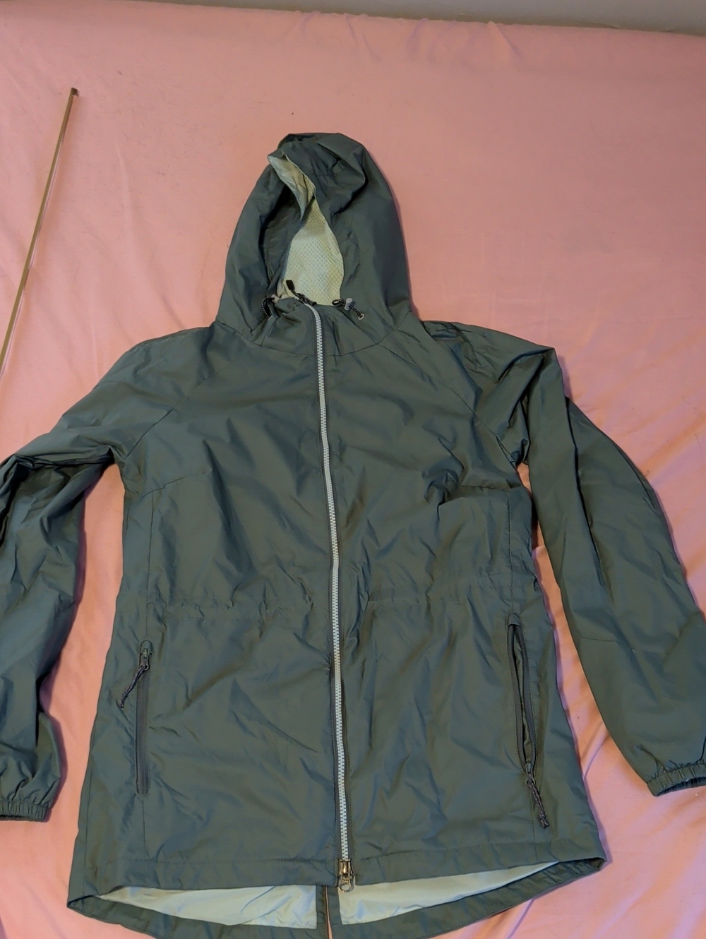 Columbia Lightweight Hooded Rain Jacket — Slate Green